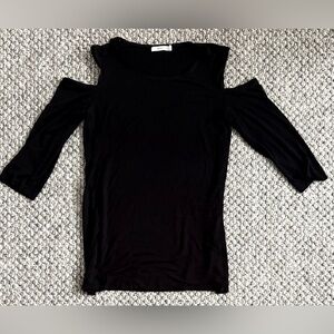 Bailey 44 Black Cold Shoulder Top 3/4 Sleeves  Size Medium